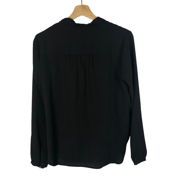 J. Jill Black Drape Wrap Front Long Sleeve Blouse XS - Picture 2 of 3
